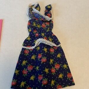 Vtg Barbie Doll Best Buy Blue Dress With Flower Print  Lace Trim 7209 1970's